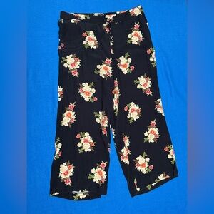 Loft Women's Floral Fluid Drawstring Pants Womens Sz L